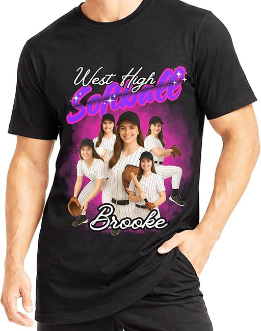 Custom Sports Photo T-Shirt with Name – Personalized Bootleg Lightning Team Tee