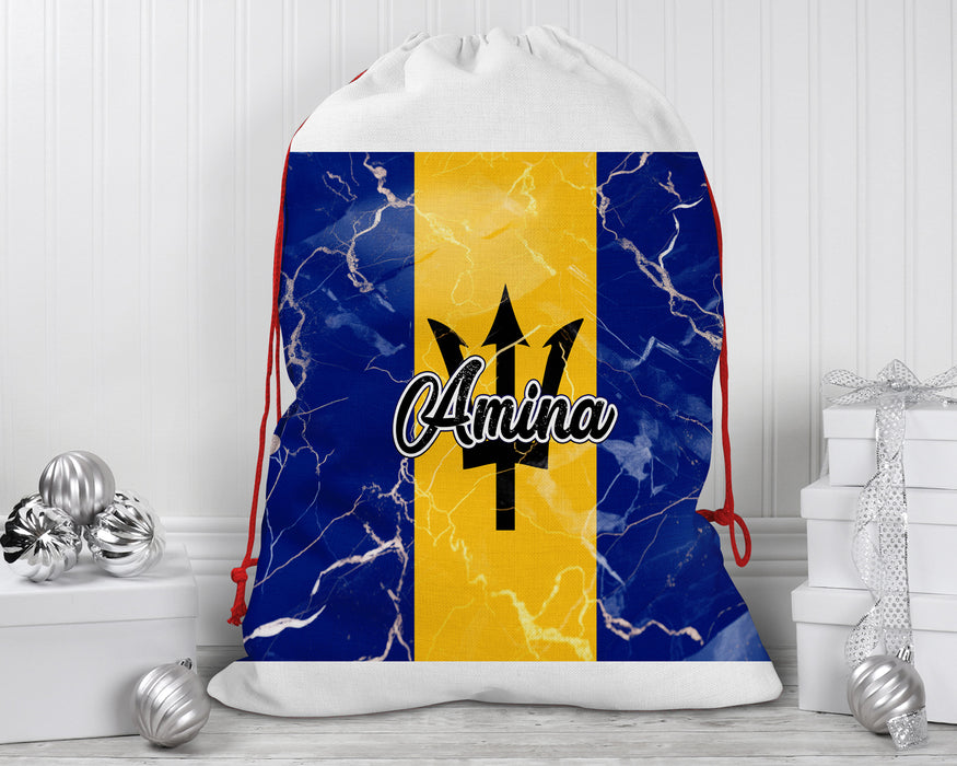 Personalized Reusable Santa Sack Flag Series - Barbados Flag