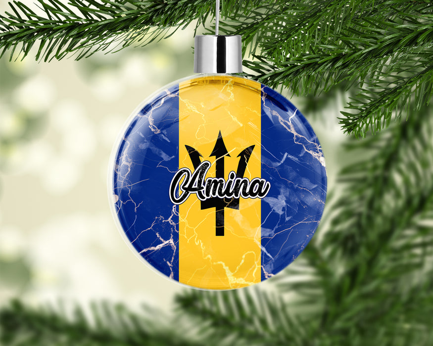 Personalized Christmas Tree Ornament Country Flag Series - Barbados Flag