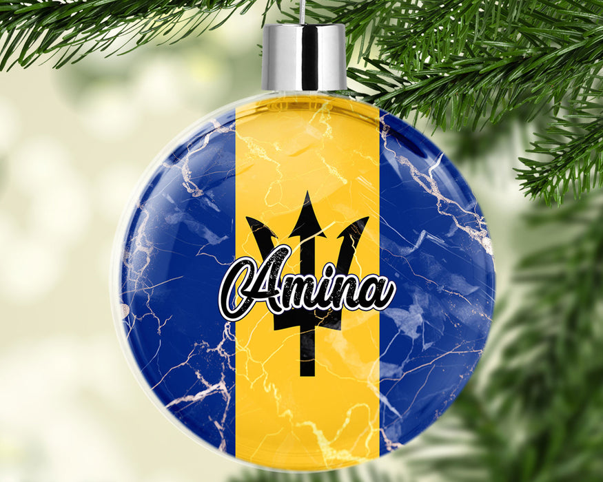 Personalized Christmas Tree Ornament Country Flag Series - Barbados Flag