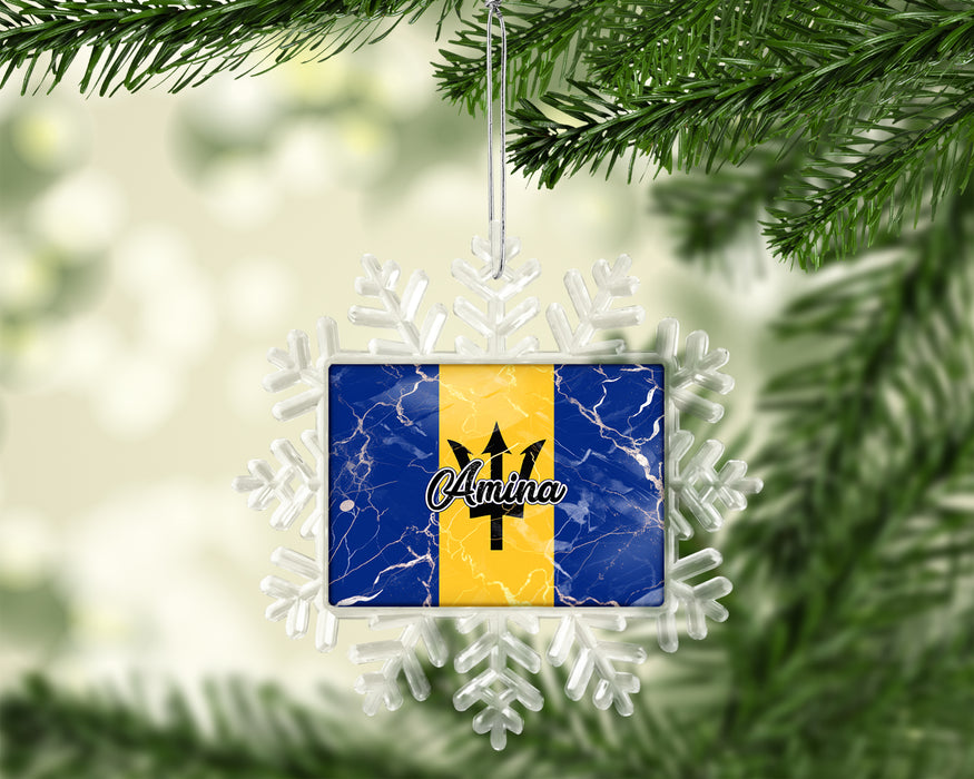 Personalized Christmas Tree Ornament Country Flag Series - Barbados Flag