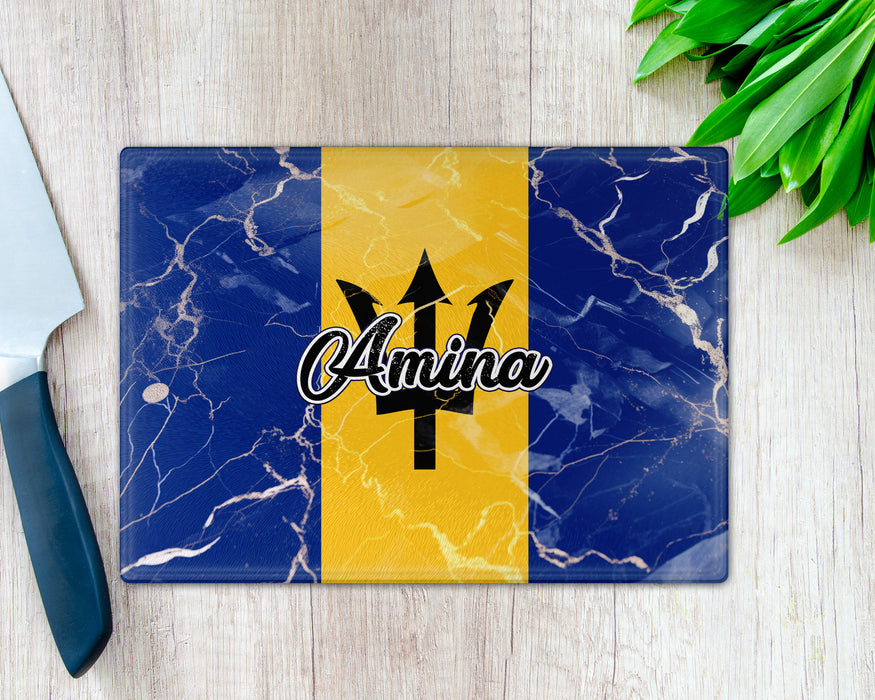 Personalized Cutting Board Country Flag Series - Barbados Flag