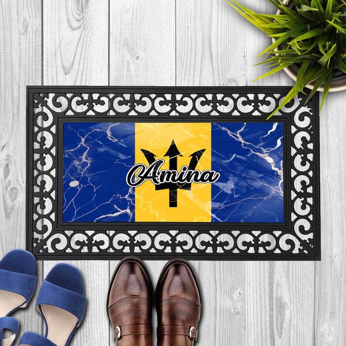 Personalized 18x30 inches Door Mat Flag Series - Barbados Flag