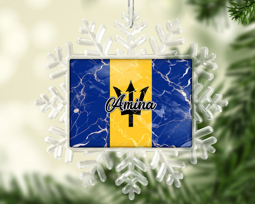 Personalized Christmas Tree Ornament Country Flag Series - Barbados Flag