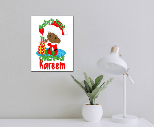 Personalized Baby Boy First Christmas Wall Art