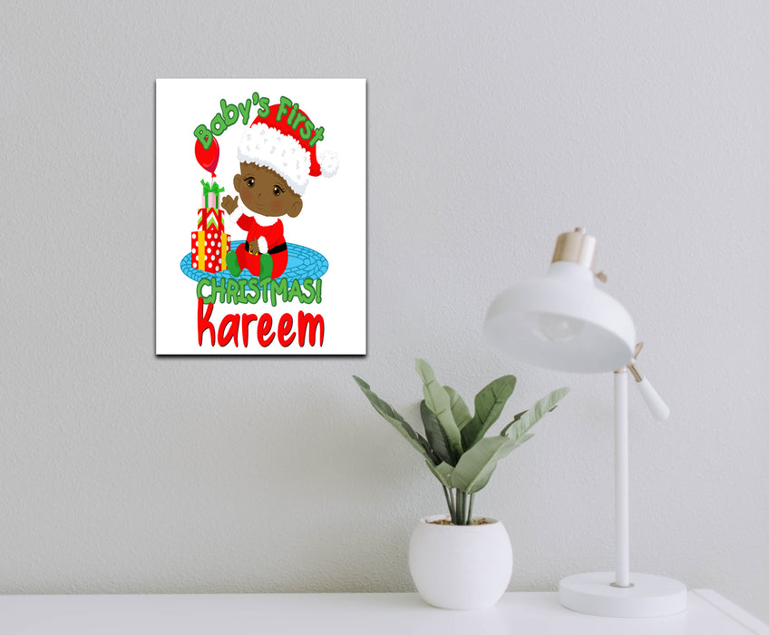 Personalized Baby Boy First Christmas Wall Art