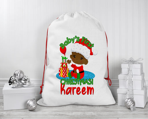Personalized Baby Boy First Christmas Santa Sack