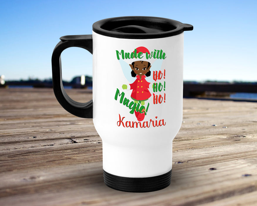 Personalized Black Girl Magic Elf Travel Mug