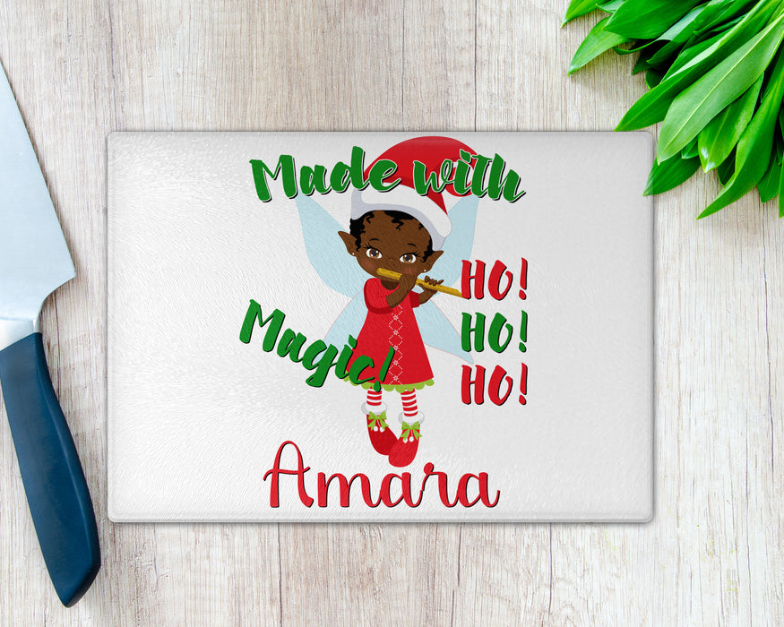 Personalized Brown Musical Elf Black Girl Magic Cutting Board