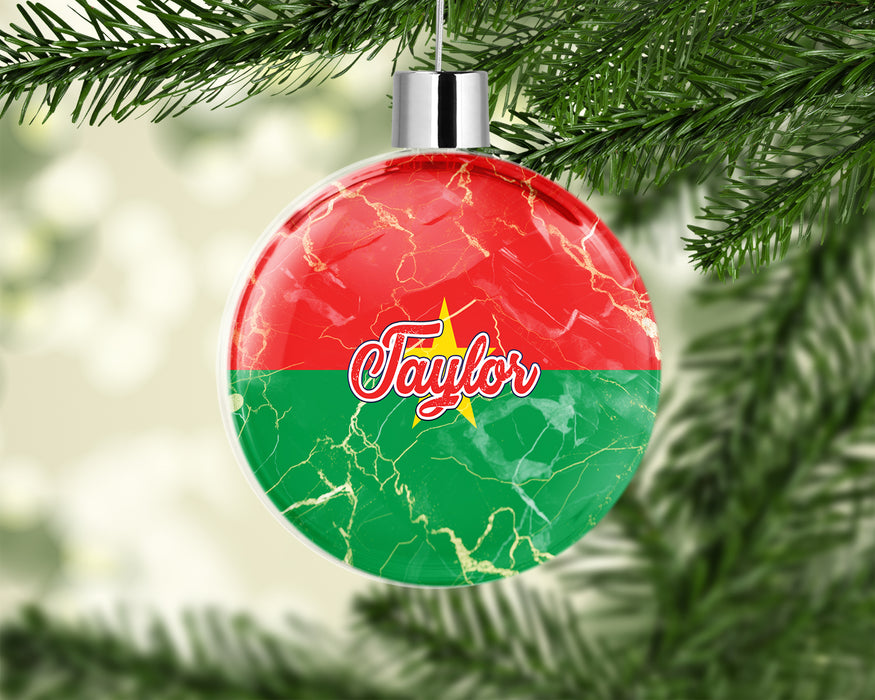Personalized Christmas Tree Ornament African Country Flag Series - Burkina Faso Flag
