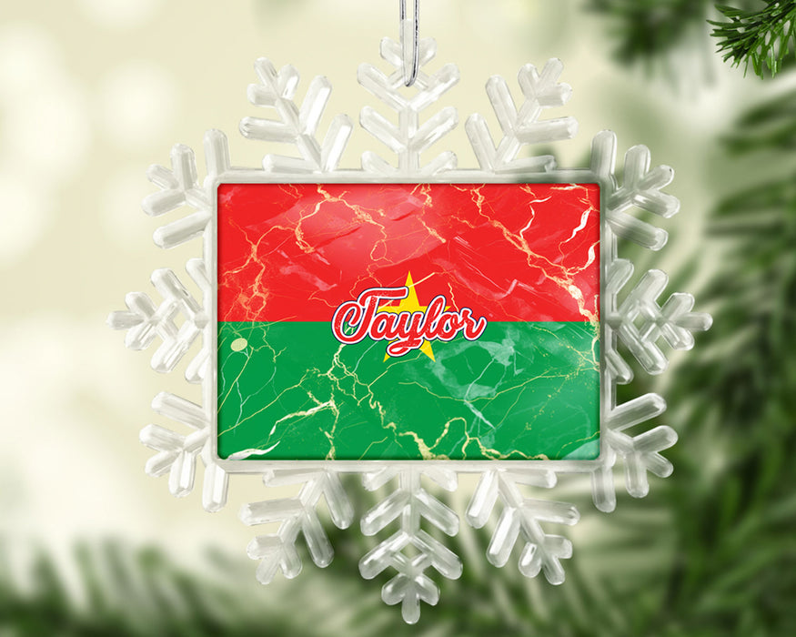 Personalized Christmas Tree Ornament African Country Flag Series - Burkina Faso Flag