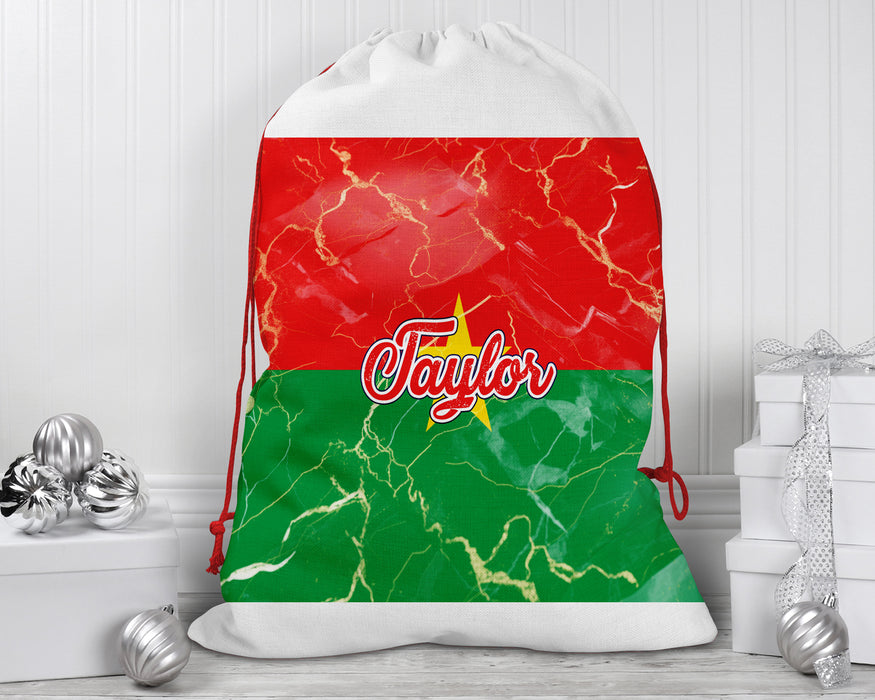 Personalized Reusable Santa Sack African Country Flag Series - Burkina Faso Flag