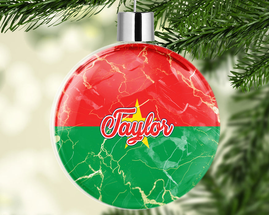 Personalized Christmas Tree Ornament African Country Flag Series - Burkina Faso Flag