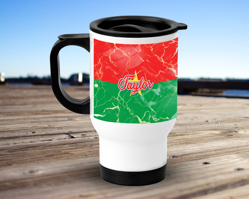 Personalized Insulated Travel Mug 14oz African Country Flag Series - Burkina Faso Flag