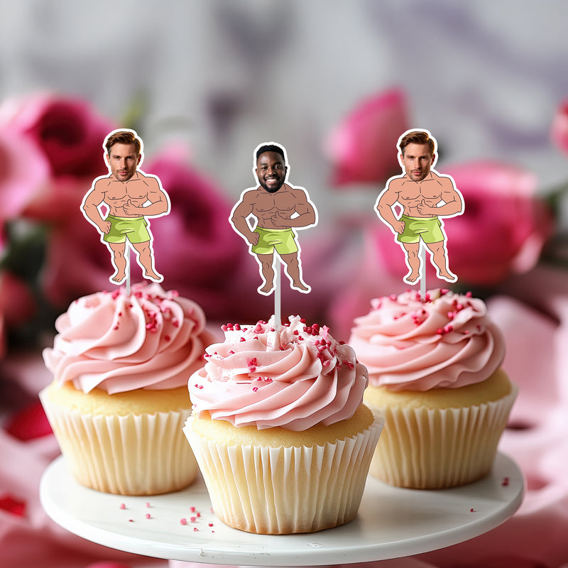 Bleu Reign Personalized Bodybuilder Face Cupcake Toppers