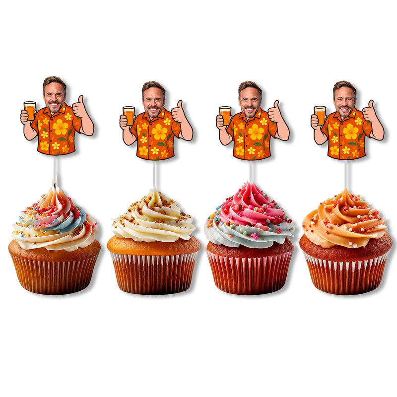 Bleu Reign Personalized Tropical Luau Face Cupcake Toppers