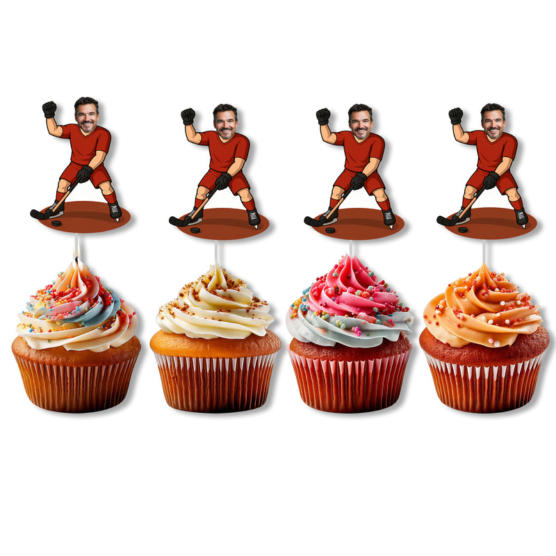 Bleu Reign Personalized Hockey Player Face Cupcake Toppers