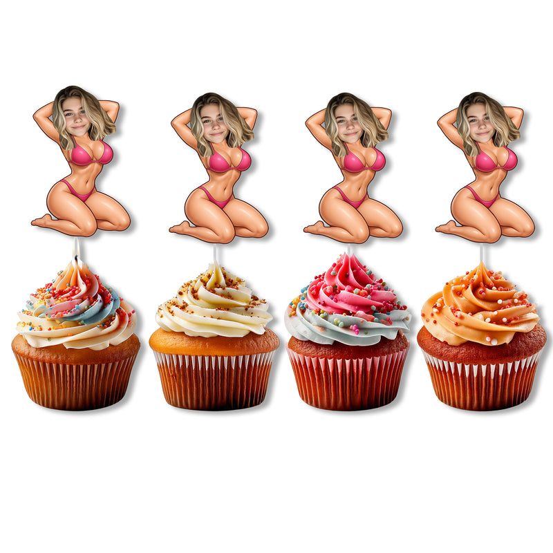 Bleu Reign Personalized Bikini Face Cupcake Toppers