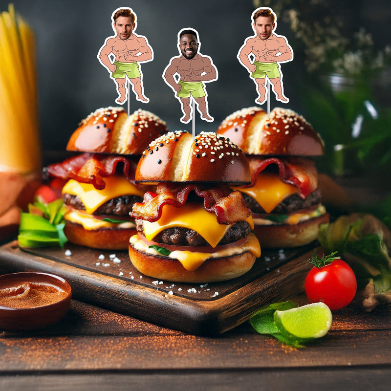 Bleu Reign Personalized Bodybuilder Face Cupcake Toppers