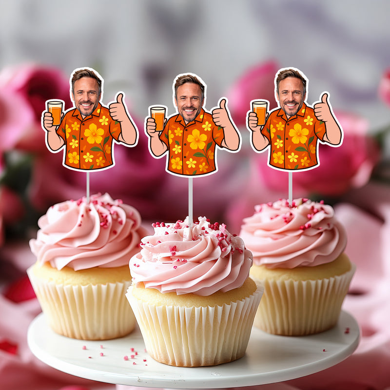 Bleu Reign Personalized Tropical Luau Face Cupcake Toppers
