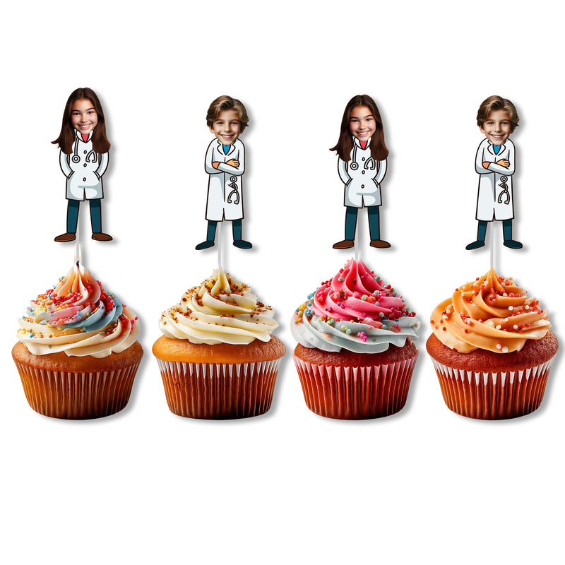 Bleu Reign Personalized Doctor Face Cupcake Toppers