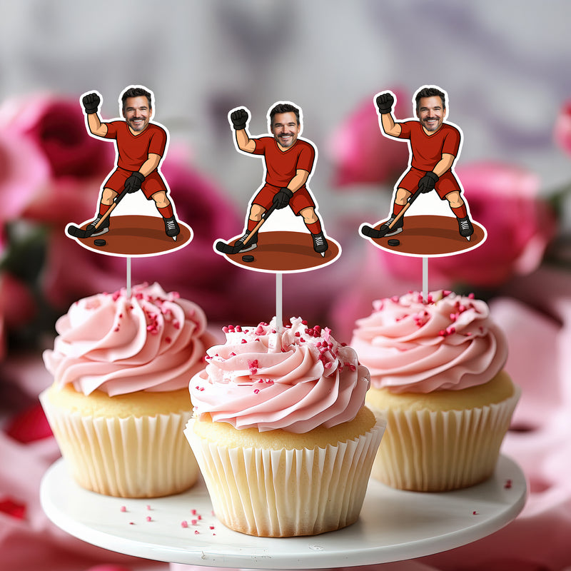 Bleu Reign Personalized Hockey Player Face Cupcake Toppers