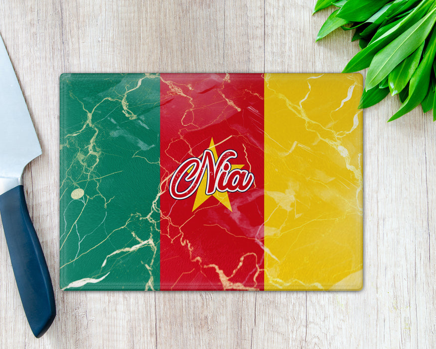 Personalized Cutting Board African Country Flag Series - Cameroon Flag