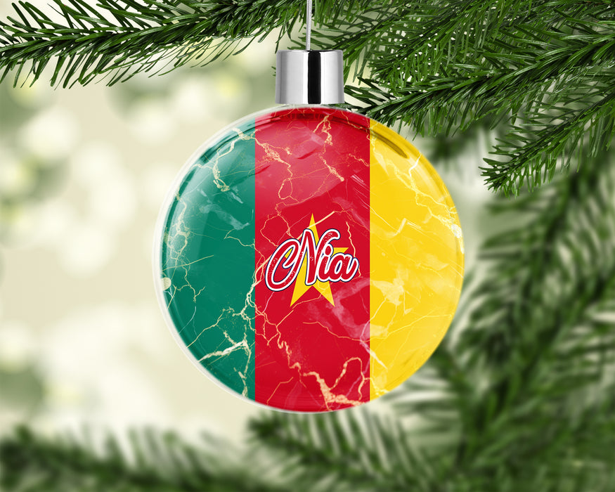 Personalized Christmas Tree Ornament African Country Flag Series - Cameroon Flag