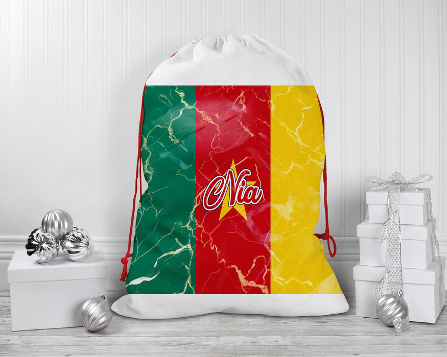 Personalized Reusable Santa Sack African Country Flag Series - Cameroon Flag