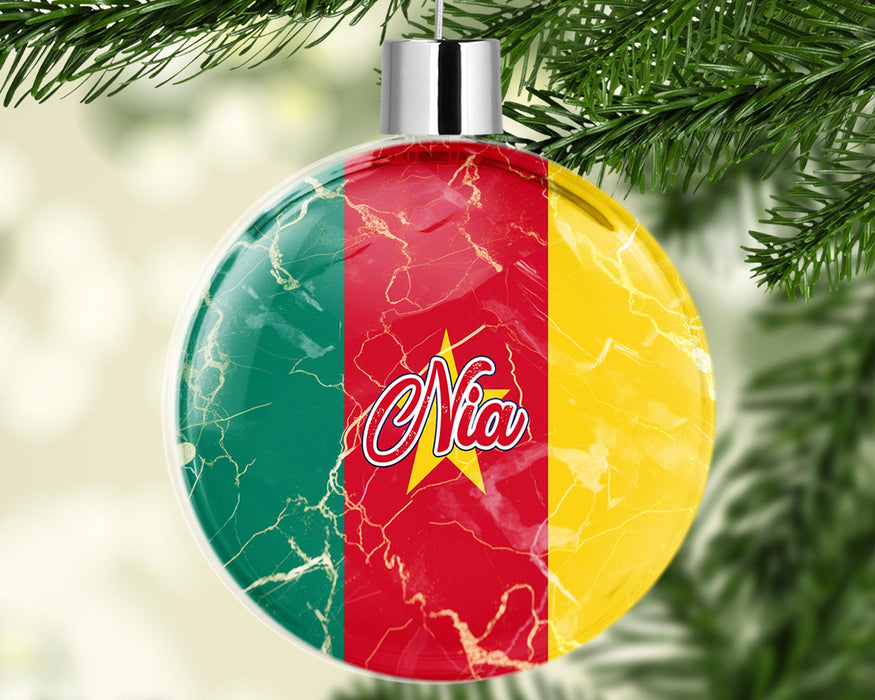 Personalized Christmas Tree Ornament African Country Flag Series - Cameroon Flag