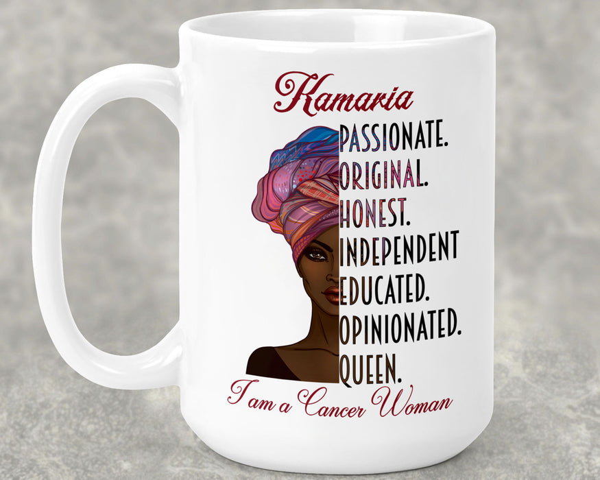 Beautiful Black Woman Zodiac Queen Birthday Personalized Ceramic 15oz Mug