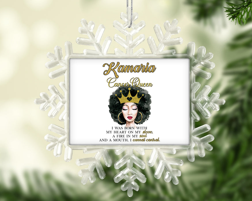 Beautiful Gold Crown Black Queen Zodiac Birthday Month Personalized Christmas Tree Ornament