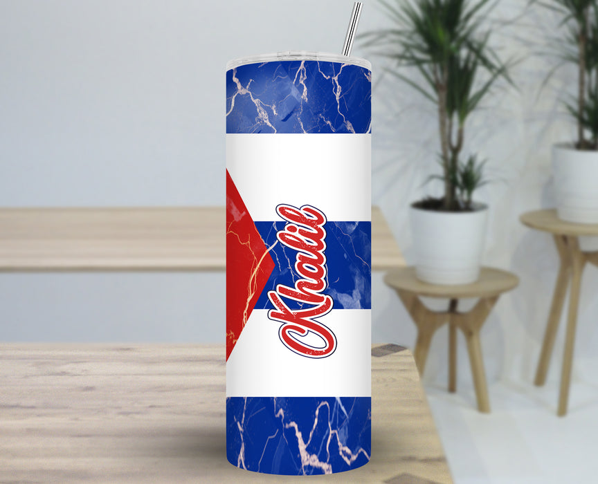 Personalized 30oz Travel Skinny Tumbler Country Flag Series - Cuba Flag