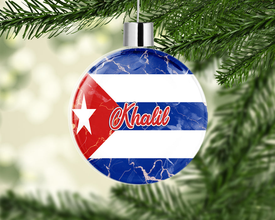 Personalized Christmas Tree Ornament Country Flag Series - Cuba Flag
