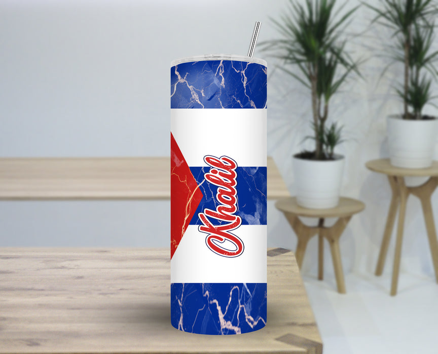 Personalized 30oz Travel Skinny Tumbler Country Flag Series - Cuba Flag