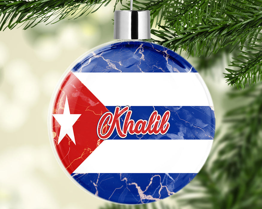 Personalized Christmas Tree Ornament Country Flag Series - Cuba Flag