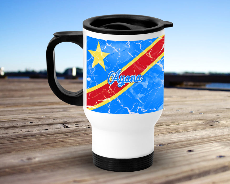 Personalized Insulated Travel Mug 14oz African Country Flag Series - Democratic Republic of the Congo Flag