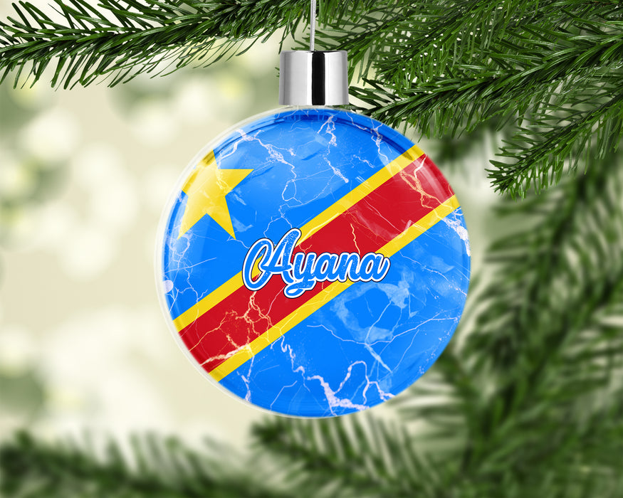 Personalized Christmas Tree Ornament African Country Flag Series - Democratic Republic of the Congo Flag