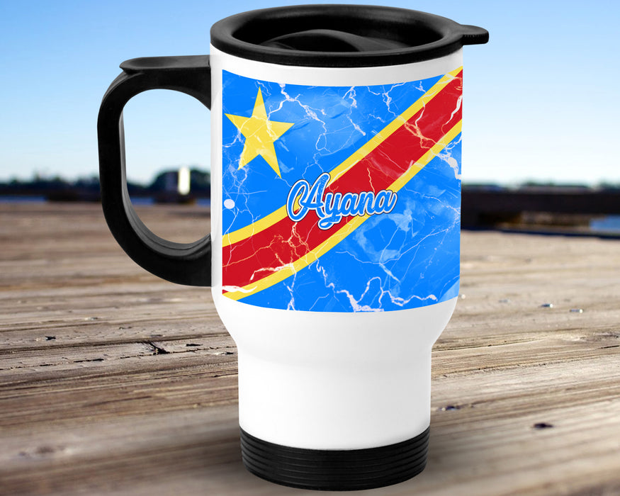 Personalized Insulated Travel Mug 14oz African Country Flag Series - Democratic Republic of the Congo Flag