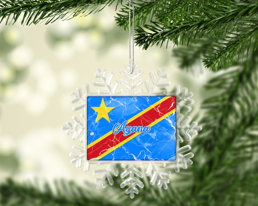 Personalized Christmas Tree Ornament African Country Flag Series - Democratic Republic of the Congo Flag