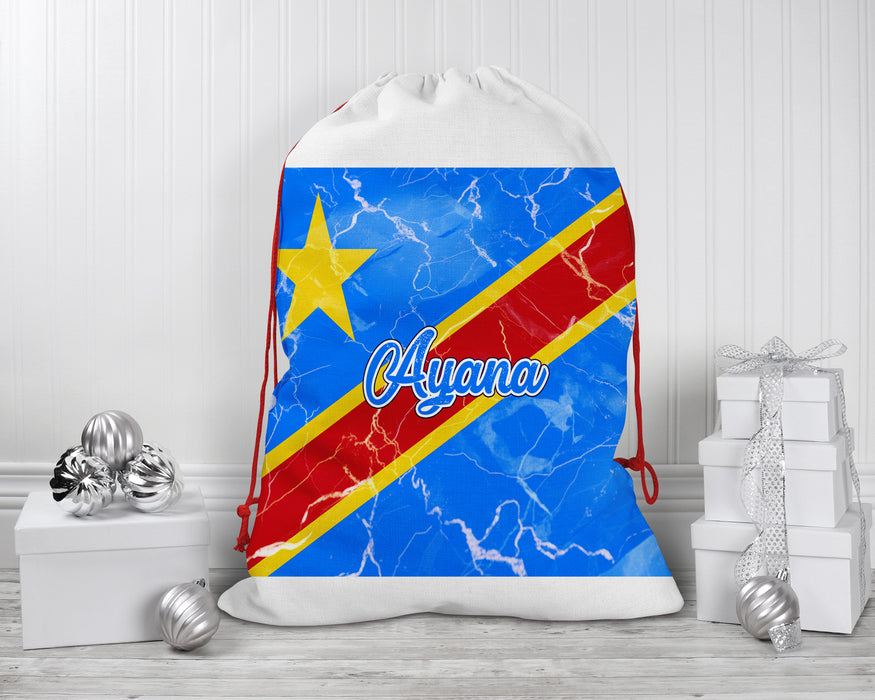 Personalized Reusable Santa Sack African Country Flag Series - Democratic Republic of the Congo Flag