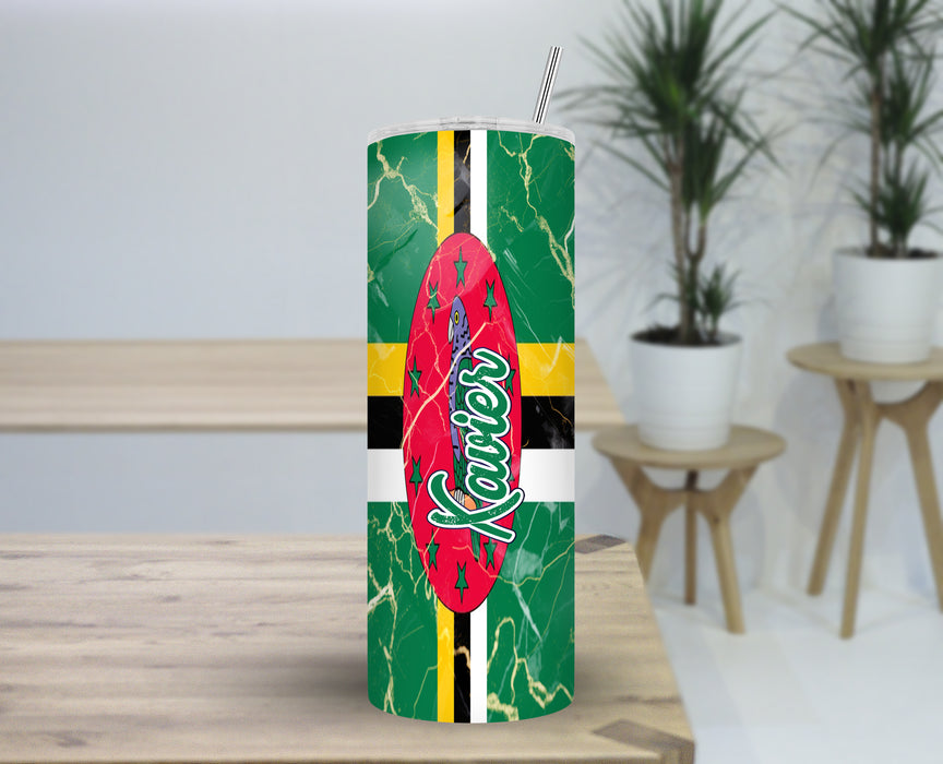 Personalized 30oz Travel Skinny Tumbler Country Flag Series - Dominica Flag