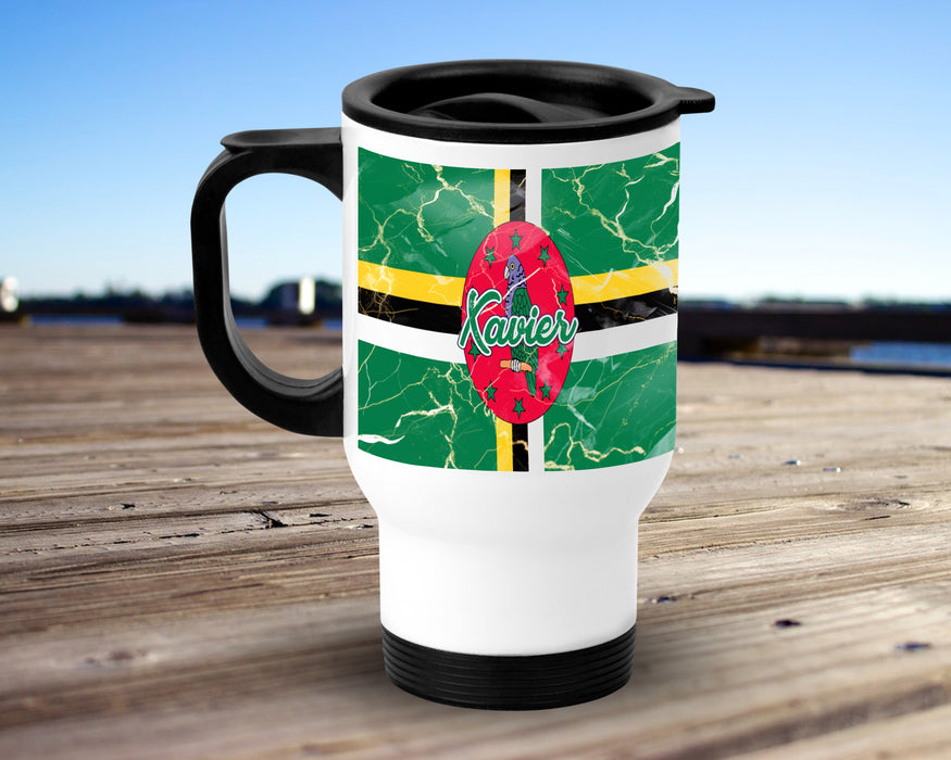Personalized Insulated Travel Mug 14oz Country Flag Series - Dominica Flag