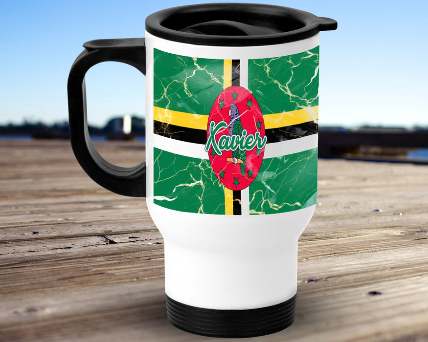 Personalized Insulated Travel Mug 14oz Country Flag Series - Dominica Flag