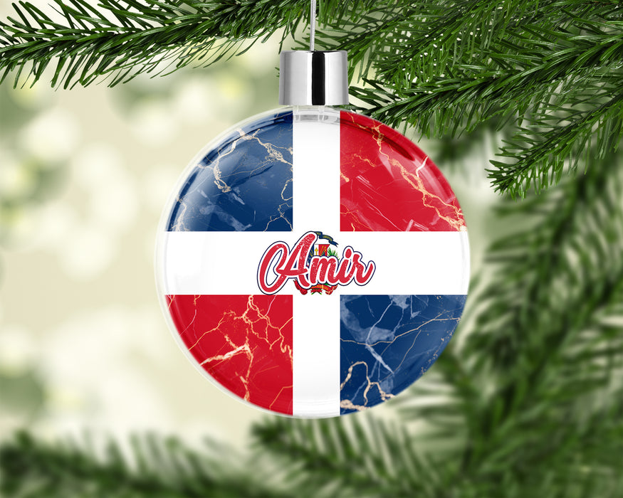 Personalized Christmas Tree Ornament Country Flag Series - Dominican Republic Flag