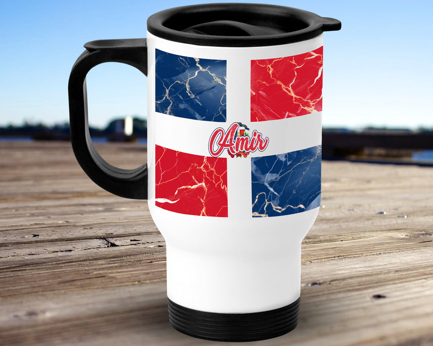 Personalized Insulated Travel Mug 14oz Country Flag Series - Dominican Republic Flag