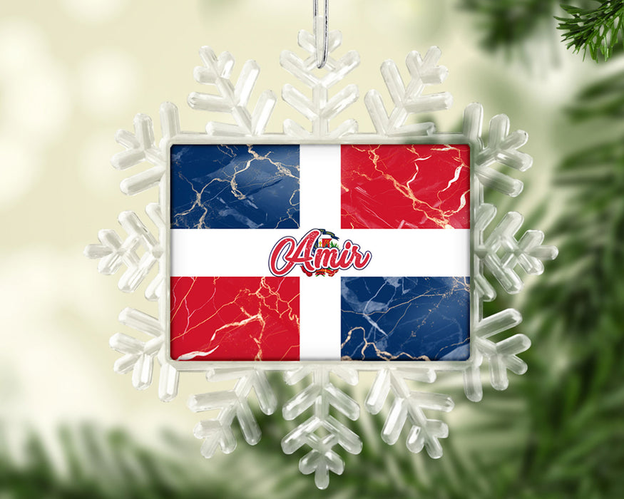 Personalized Christmas Tree Ornament Country Flag Series - Dominican Republic Flag