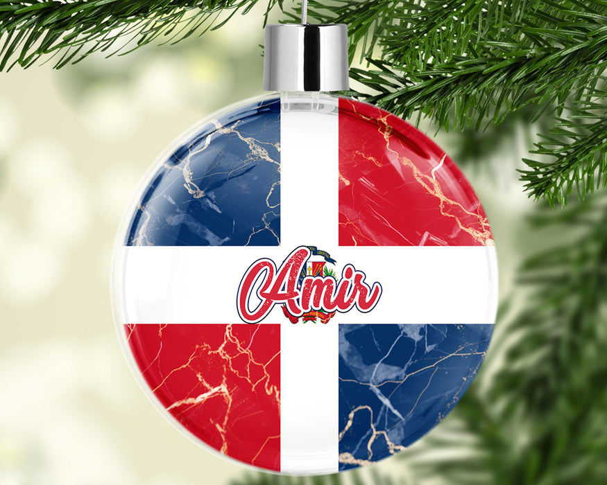 Personalized Christmas Tree Ornament Country Flag Series - Dominican Republic Flag