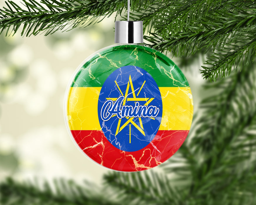 Personalized Christmas Tree Ornament African Country Flag Series - Ethiopia Flag