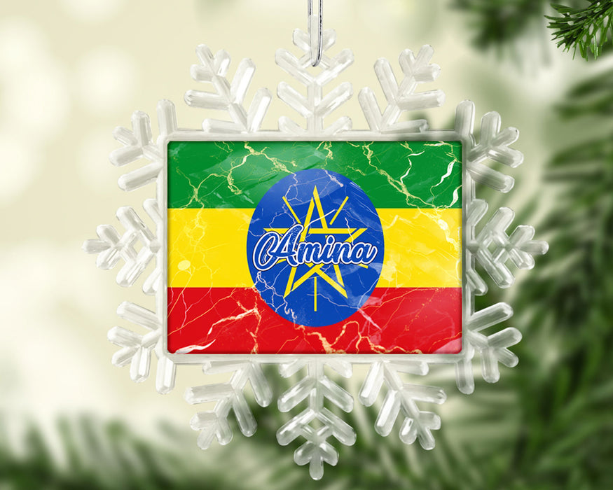 Personalized Christmas Tree Ornament African Country Flag Series - Ethiopia Flag